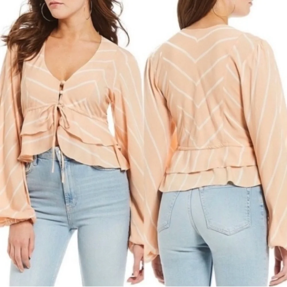 Free People Samifran Long Sleeve Top-Peach